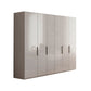 Amara 250cm 6 Door Hinged Wardrobe with Glass Doors in Pebble Grey