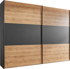 Corfu Bianco Oak & Graphite Sliding Door Wardrobe