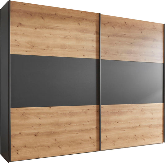 Corfu Bianco Oak & Graphite Sliding Door Wardrobe