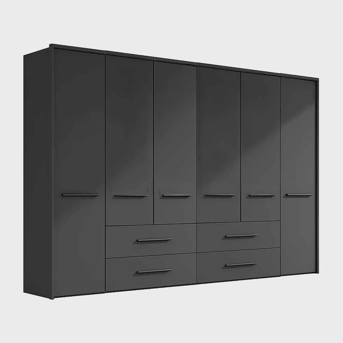 Kairns 200cm Graphite 4 Door Hinged Wardrobe with Drawers