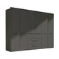 Kairns 300cm Graphite 6 Door Hinged Wardrobe with Central Drawers