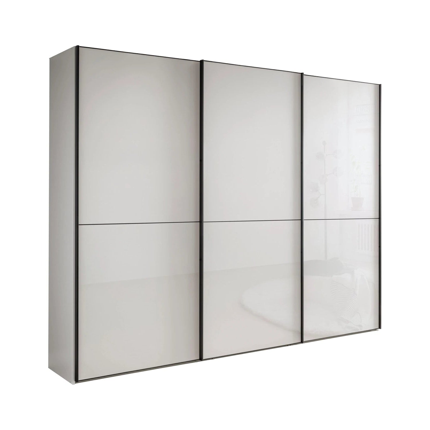 Wiemann Phoenix White 3 Door Sliding Wardrobe in Glass