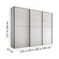 Wiemann Phoenix White 3 Door Sliding Wardrobe - Dimensions