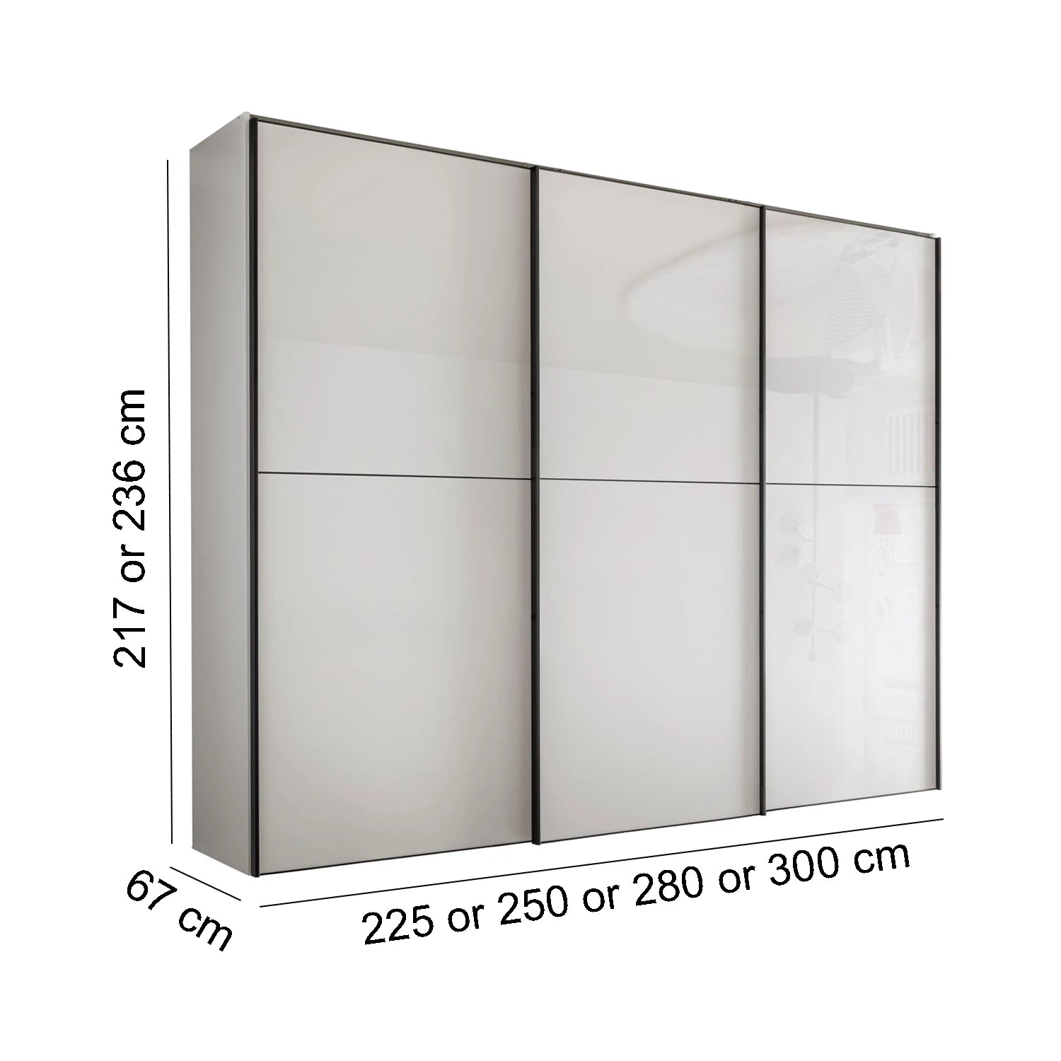 Wiemann Phoenix White 3 Door Sliding Wardrobe - Dimensions