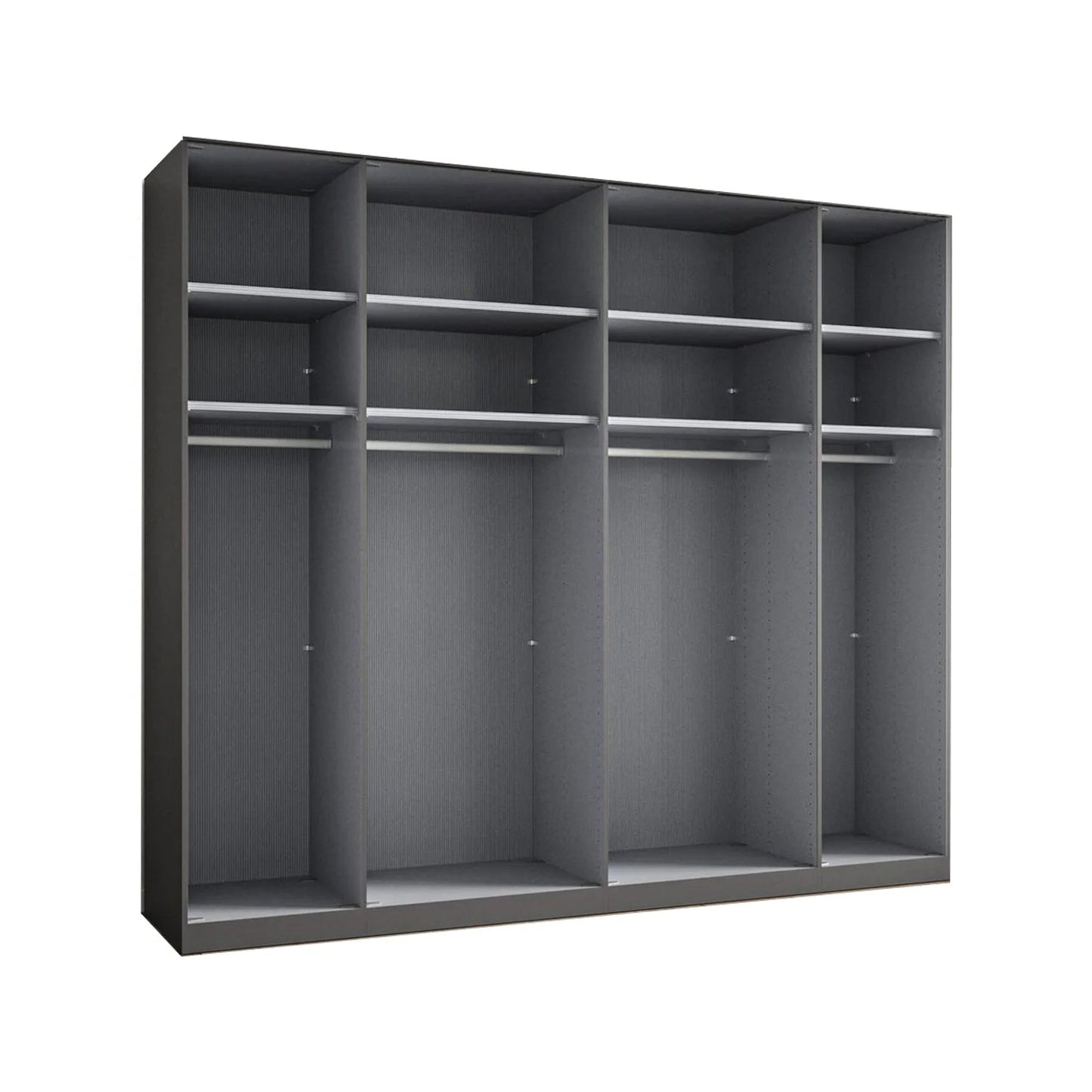 Amara 300cm 6 Door Bifold Wardrobe with 2 Glass Doors and 4 Mirror Doors - Interior View