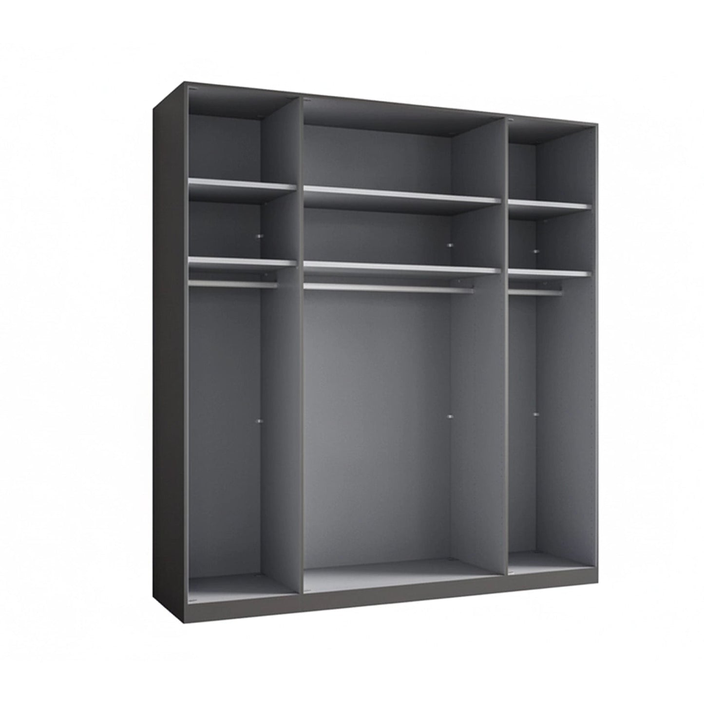 Amelia 200cm 4 Door Bifold Wardrobe with 2 Glass Doors and 2 Mirror Doors - Interior View