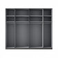 Amelia 300cm 6 Door Hinged Wardrobe with Glass Doors - Interior View