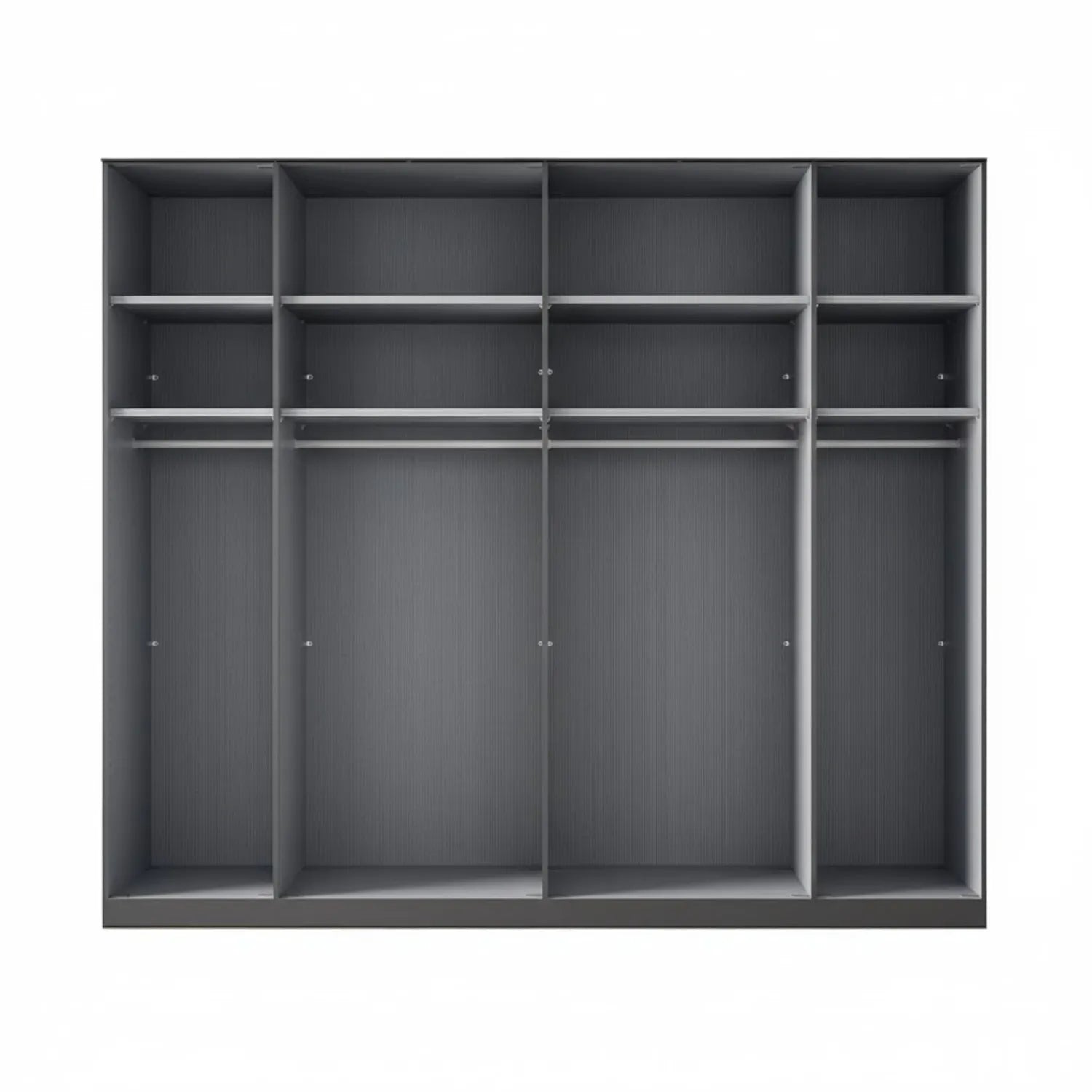 Amelia 300cm 6 Door Hinged Wardrobe with Glass Doors - Interior View