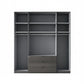 Amara 200cm 4 Door Bifold Combi Wardrobe with Glass Doors and Drawers - Interior View
