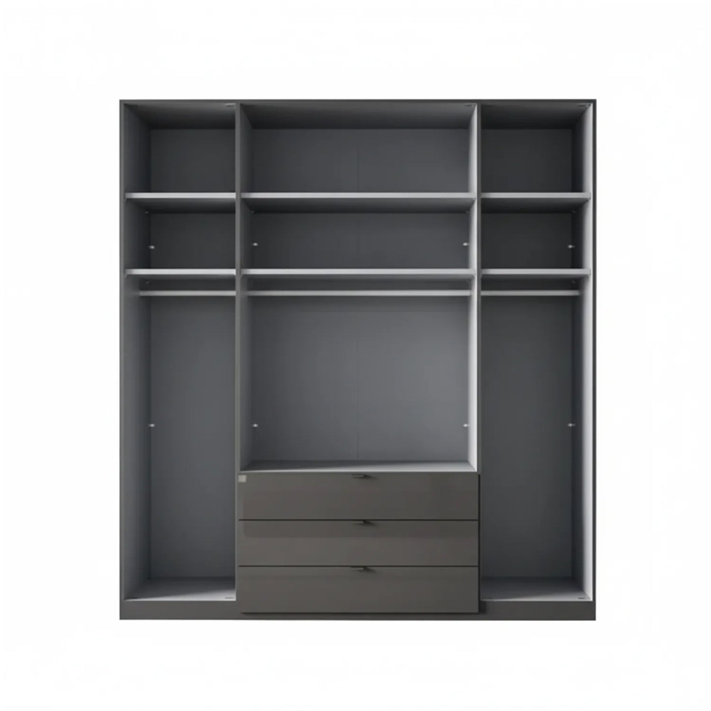 Amara 200cm 4 Door Bifold Combi Wardrobe with Glass Doors and Drawers - Interior View