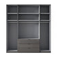 Amelia 200cm 4 Door Bifold Combi Wardrobe with 2 Mirror Doors, 2 Glass Doors and 3 Glass Drawers - Interior View