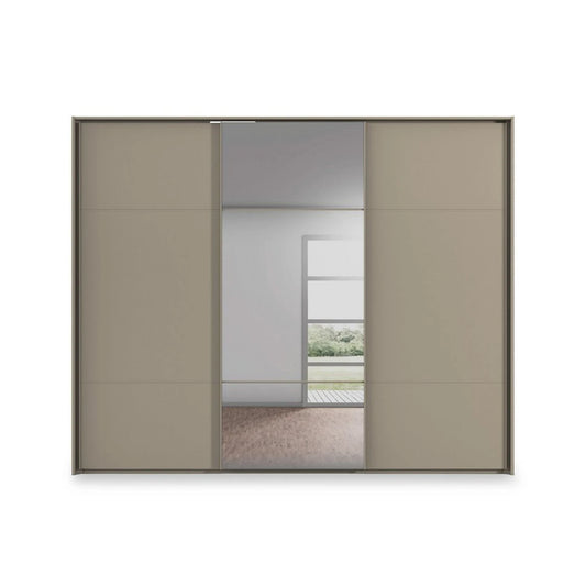 Rauch Haven 3 Door Slider Wardrobe with 2 Décor Doors and 1 Mirror Door - Front view