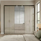 Rauch Haven  6 Door Combi Wardrobe with 4 Glass Doors and 2 Mirror Doors - Styled in a Bedroom
