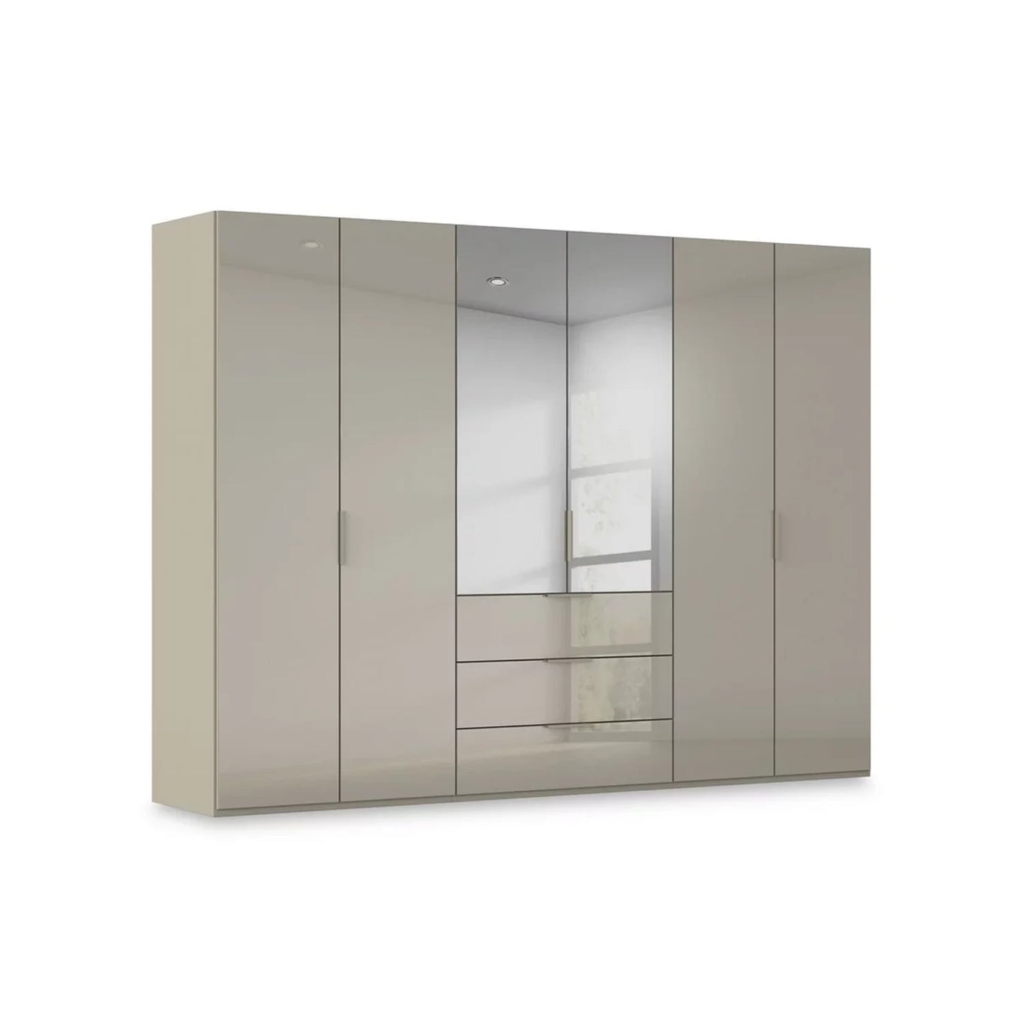Rauch Heaven  6 Door Combi Wardrobe with 4 Glass Doors and 2 Mirror Doors in Fango