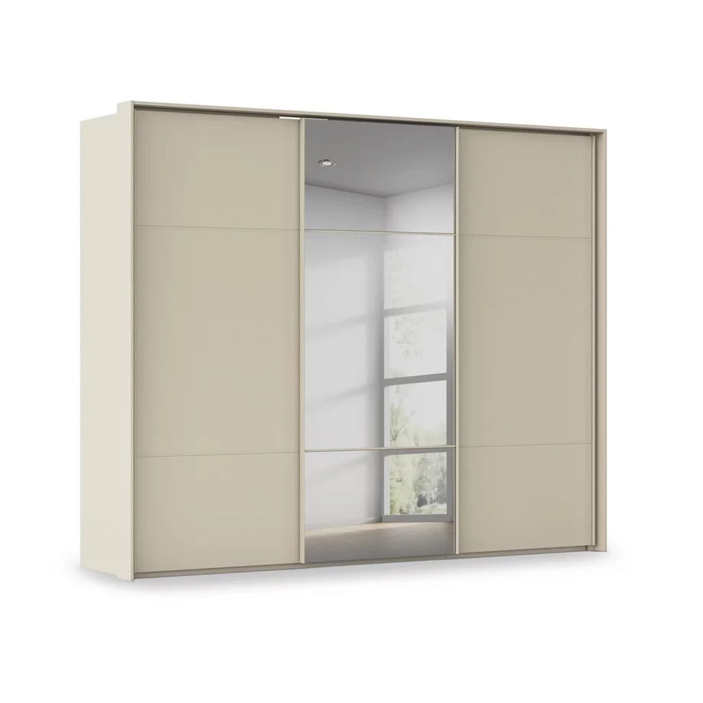 Rauch Haven 3 Door Slider Wardrobe with 2 Décor Doors and 1 Mirror Door in Champagne