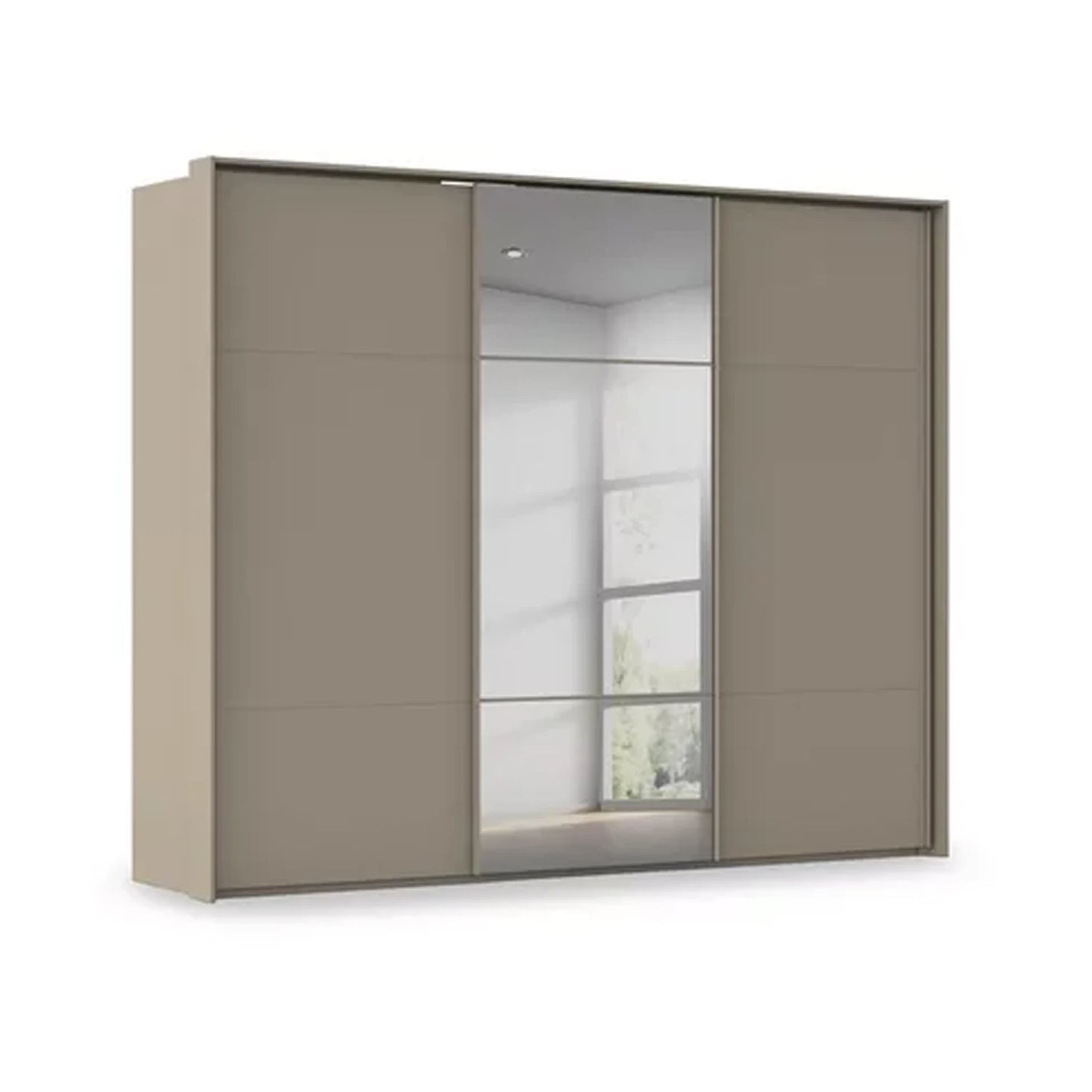 Rauch Haven 3 Door Slider Wardrobe with 2 Décor Doors and 1 Mirror Door in Fango