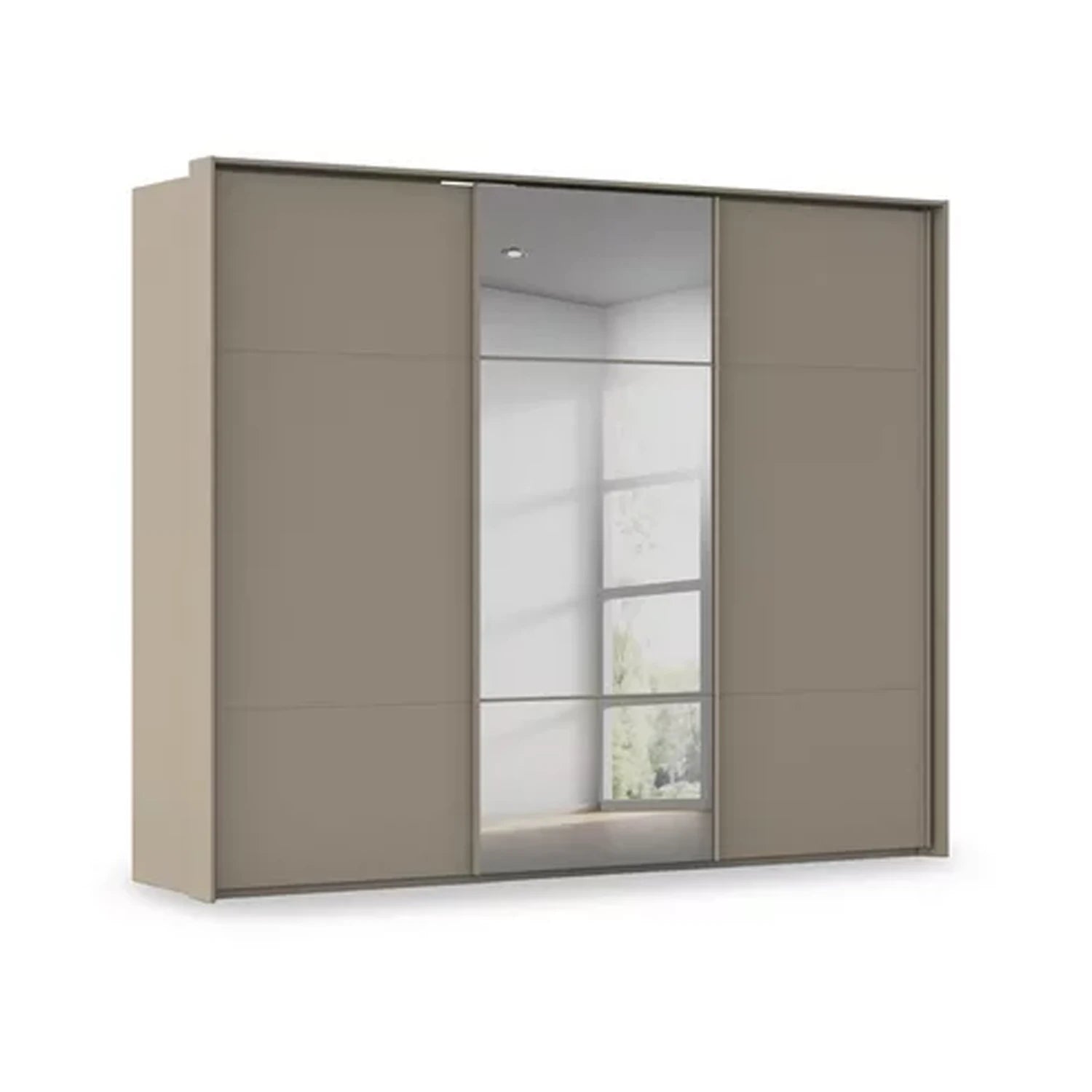 Rauch Haven 3 Door Slider Wardrobe with 2 Décor Doors and 1 Mirror Door in Fango