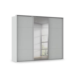 Rauch Haven 3 Door Slider Wardrobe with 2 Décor Doors and 1 Mirror Door in Silk Grey