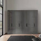 Amelia Folding 8 Doors Wardrobe With Drawers 300 cm in Lava - Styled in a Bedroom