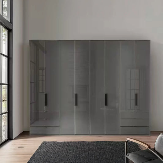 Amelia Folding 8 Doors Wardrobe With Drawers 300 cm in Lava - Styled in a Bedroom