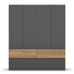 Winnipeg Metallic Grey 4 Door Wardrobe with Drawers – W181CM - Front View