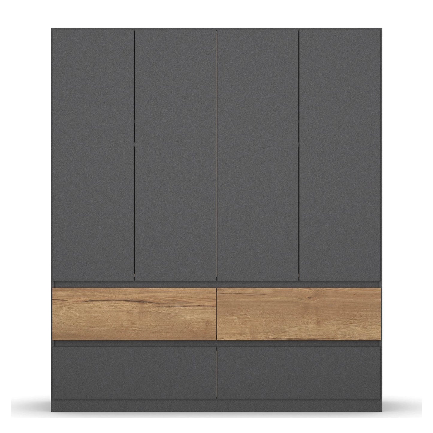 Winnipeg Metallic Grey 4 Door Wardrobe with Drawers – W181CM - Front View