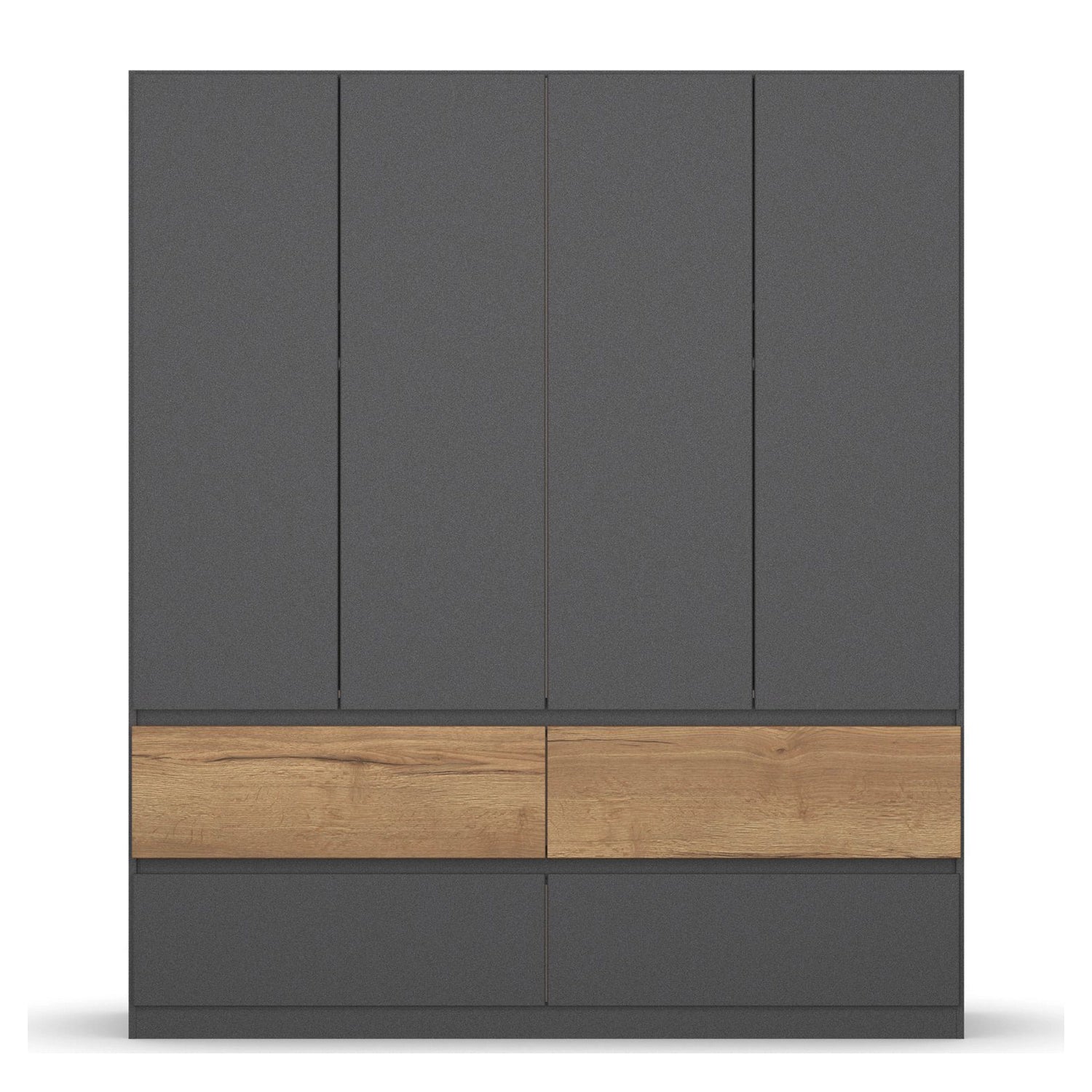 Winnipeg Metallic Grey 4 Door Wardrobe with Drawers – W181CM - Front View