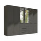 Kairns 300cm Graphite 6 Door Hinged Wardrobe with Central Drawers
